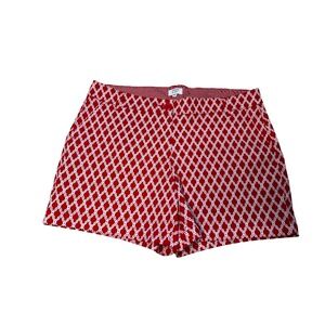 Crown & Ivy Women Red White Lattice Print Shorts Size 14